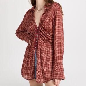 We The Free Catalina Remade Plaid Long Sleeve Top Size XS